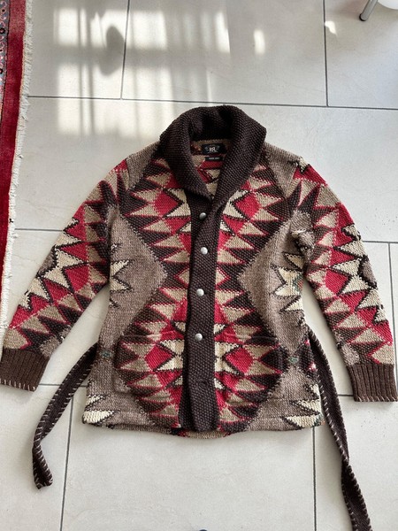 Authentic RRL Double RL Ralph Lauren Hand Knit Shawl Collar Cardigan LARGE