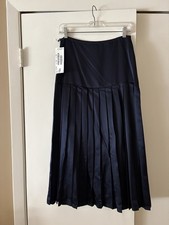 Escada Margaretha Ley Pleated Skirt Black Size 38 Silk Wool NWT