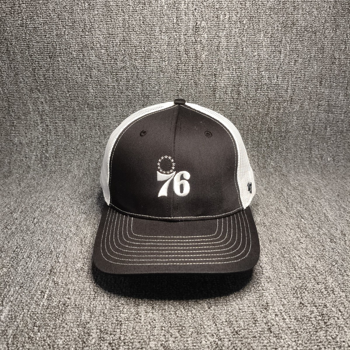 '47 Brand Philadelphia 76ers Trucker Snapback Hat Black White One Size