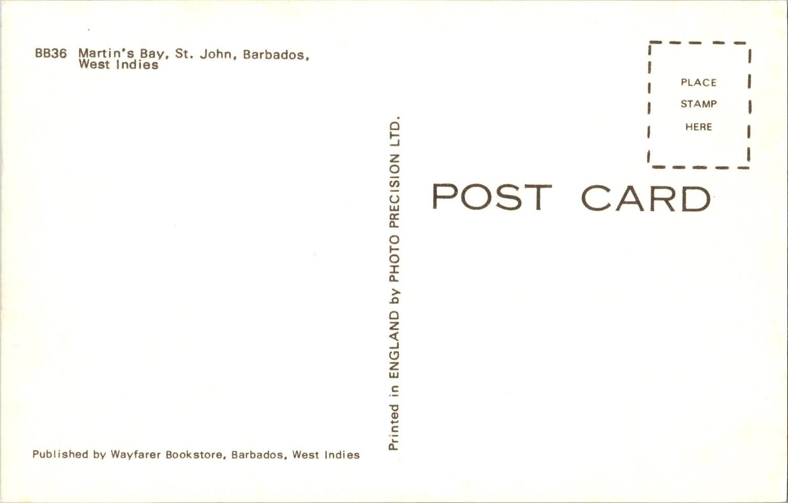 Vintage Martin's Bay Barbados West Indies Tropical Beach Postcard