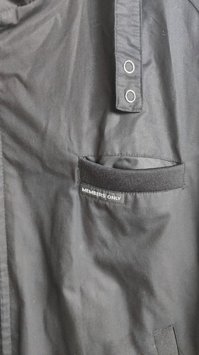 VTG Members Only Cafe Racer Jacket Size L Black Windbreaker Zip Up Lightweight - Picture 3 of 4
