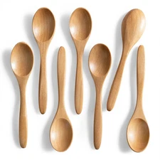 Hefild 7 PCS Small Wooden Spoons, 5.8 Inch Honey Spoons for Tea, Schima Woode...