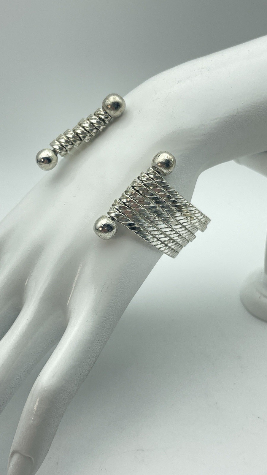 Multi Strand Silver Tone Statement Cuff - image 1