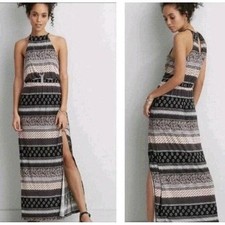 American Eagle Soft & Sexy Halter Maxi Dress Paisley Medallion Print L Large NWT