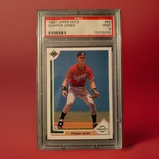 🎯1991 Upper Deck Chipper Jones Top Prospect RC #55 PSA 9 Mint Hall of Fame
