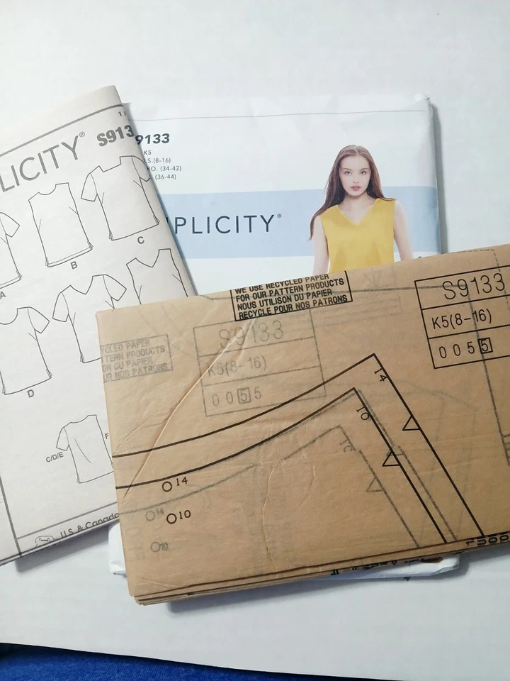 9133 Simplicity Sewing Pattern.  Womens Shirt Top. Size 8-16 - Image 3 of 3