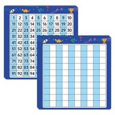 10 Packs Math Hundred Boards Laminated Double Sided Number Chart 1-100 Easy t...