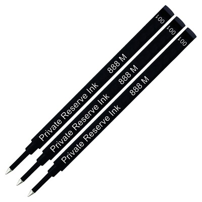3 X - Private Reserve Ink 888 M Rollerball Refill made by Schmidt, Black, Medium