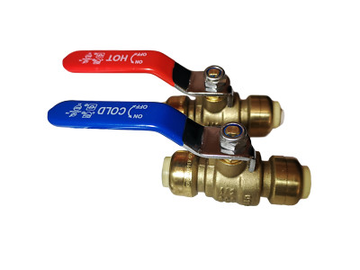 2 Pcs. 1/2''  Push Fit Ball Valve Hot and Cold, Lead Free Brass, 28-2-1&2=2