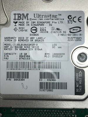 18GB IBM 9406 07N3163 08K0304 53P5458 4318 10K RPM 3.5