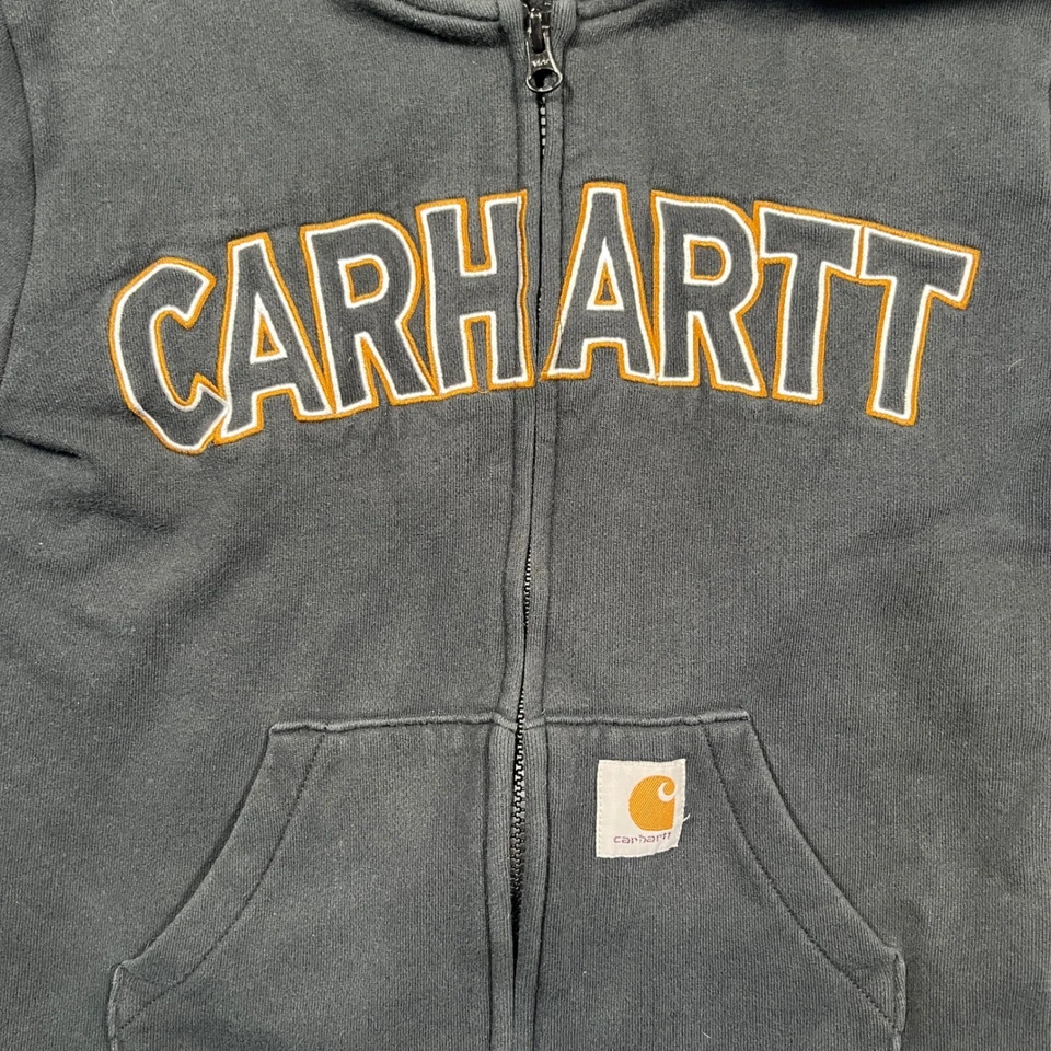 Sudadera con Capucha Carhartt Cremallera Completa Niños Negra Bordada Logo Ropa Activa Pequeña Foto 2 de 4