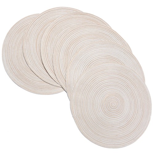 Round Braided Placemats Set of 6 Washable 15 inch Round Placemats Kitchen Tab... - Picture 2 of 9