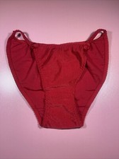 Vintage Red Bikini Panties With Cute Red Bows Velvet Material Size 7/Large