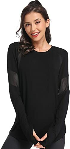 Muzniuer Womens Long Sleeve Yoga Shirts Workout Shirts Sweaters Shirts,  Black, M | eBay