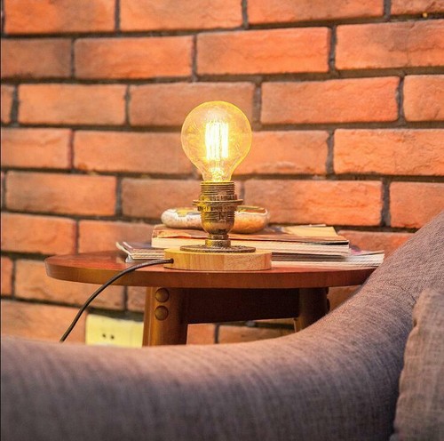 Industrial Retro Table Lamp Wooden Base Water Pipe Decor Lamp Desk Lamp US - Picture 5 of 6