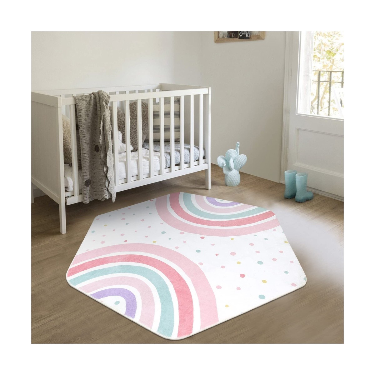 STARUIA Pink Rainbow Rug for Playroom,55