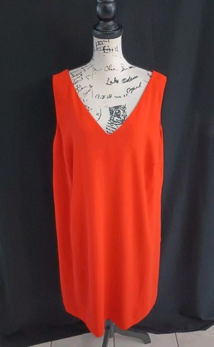 Vestido recto Lauren Ralph Lauren para mujer Viena naranja crepé sin mangas 20W - Imagen 3 de 14