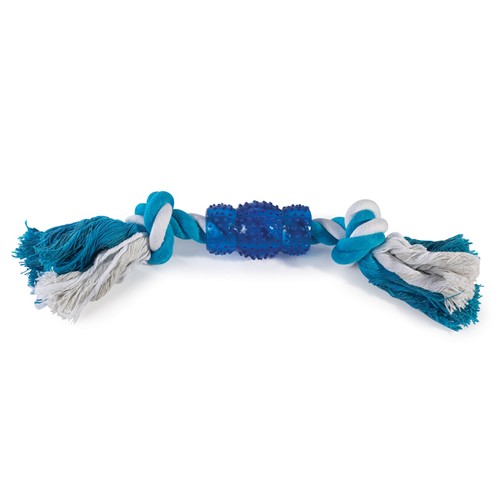 Rope N' Rubber Hard Bones Dog Toy 10" Long Durable Tough Tugging Chew Dogs Toys - Picture 3 of 11