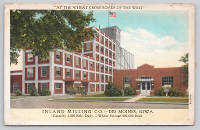 Des Moines Iowa, Inland Milling Company, Wheat Storage c1920s Postcard