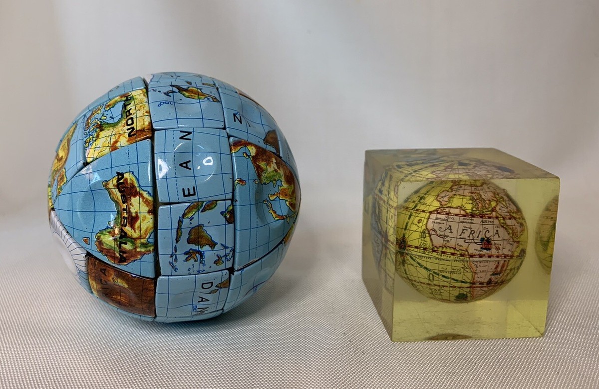 Vintage Hungarian Lemezarugyar Sphere Ball Earth Globe Rubik