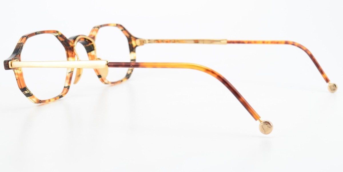 RODENSTOCK Eyeglasses Gold Amber Vintage 90s Hexagon 7103 B 49-25