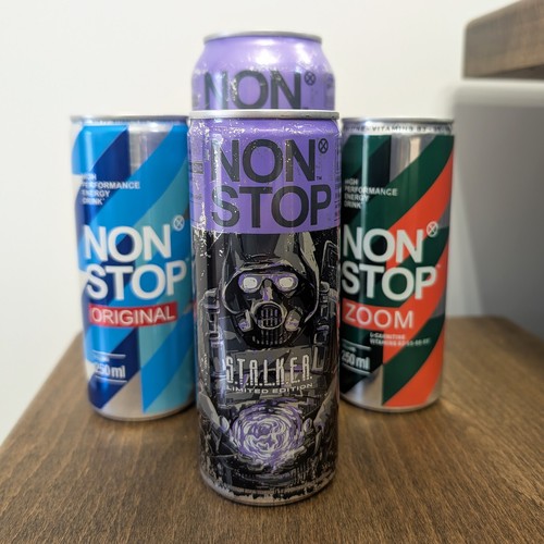 Stalker 2 Non Stop Set of 4 FULL Cans Energy Drinks Limited Edition + patch GIFT - Picture 7 of 23