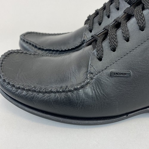 Zapatos Lacoste para hombre de cuero negro mocasines con cordones zapatos clásicos UK6 - Imagen 5 de 12