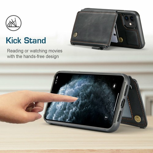 Nueva funda billetera abatible de cuero ranuras para tarjetas con soporte para iPhone y Samsung - Imagen 5 de 11