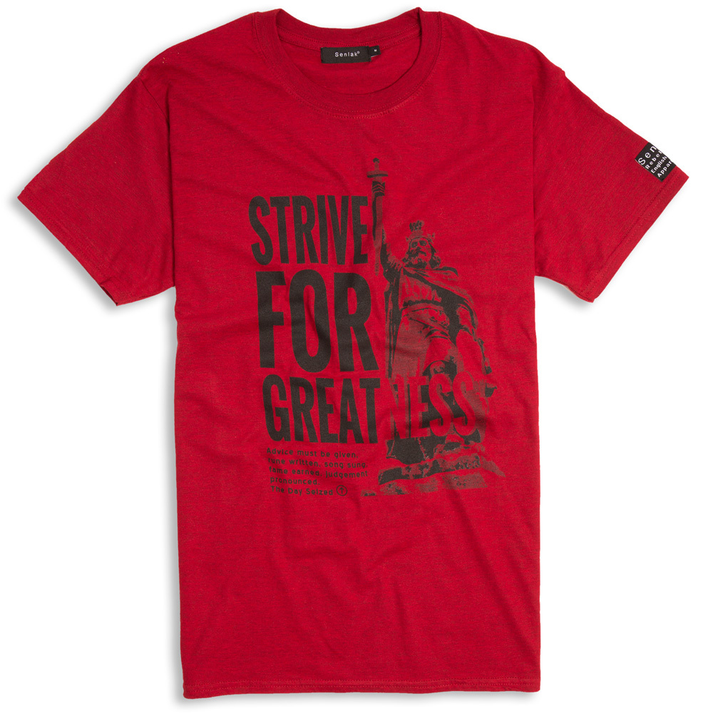 STRIVE FOR GREATNESS T-SHIRT ANTIQUE RED England, Alfred the Great,  Saxon
