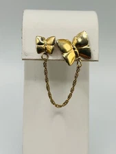 Vintage Sarah Coventry Gold Tone Butterfly Pair with Chain Brooch Pin