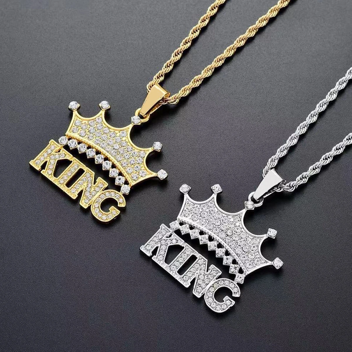 Hip Hop Iced Lab CROWNED KING Pendant 4mm 24