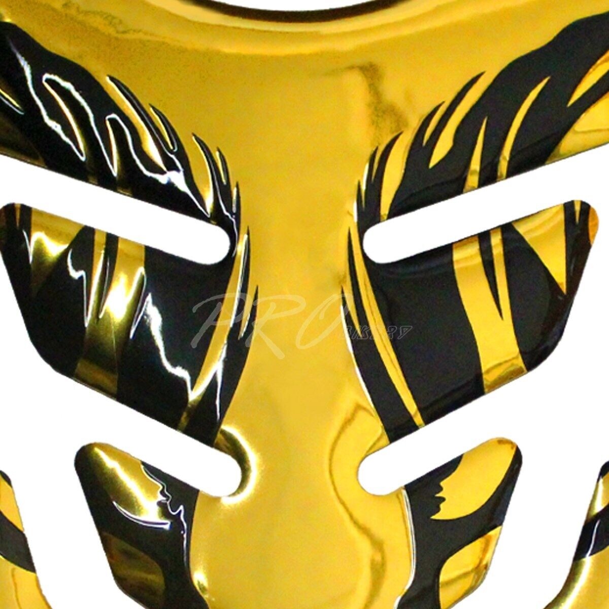 Chrome Gold Tribal Fire Tank Pad & 3D Emblem Sticker Kit For YZF-R1 – Pro_Bikery, Universal Fit
