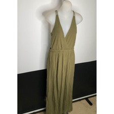 Lulu’s Olive Green Backless Maxi Dress Medium Boho Summer Festival Cross Strap