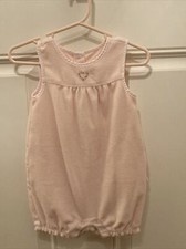 JANIE and JACK Pink Terry Romper With Heart. One Piece. 3-6 Months Vintage 2007