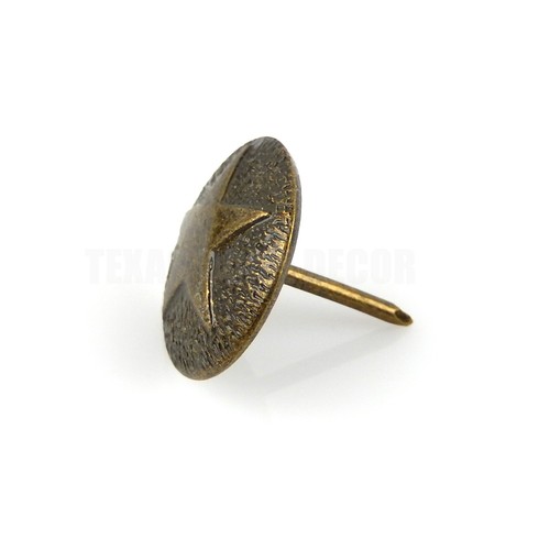 50 Round Star Leather Tacks Upholstery Framing Nails Antique Brass 7/8