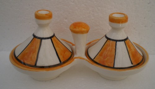 SET CRUET IN CERAMICA DIPINTA A MANO A FORMA DI TAGINE * CERAMICA MAROCCHINA * - Foto 26 di 31