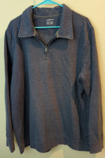 Croft  Barrow Easy Care Pullover Knit Sweatshirt Men's Size XXL Blue 1/4 Zip