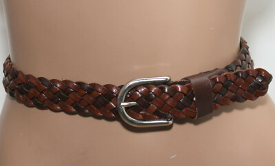 Vera Pelle Duo Tone Brown Braided Leather Belt - Size L 