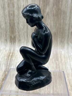Vintage Patinated Sculpture of Young Woman by E. Borch for Just Andersen