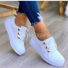 WOMENS LADIES PLATFORM TRAINERS FLATFORM LACE UP CASUAL SHOES SNEAKERS SIZE UK