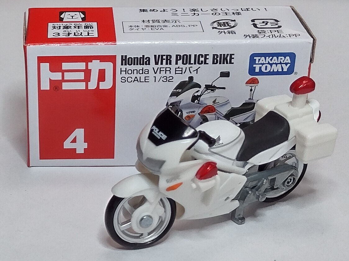TOMICA 4 HONDA VFR POLICE BIKE 1/32 TOMY GIFT TOY CAR