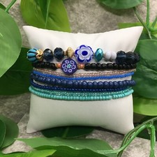 8 PC Handmade Bohemian Beaded Stackable Stretch Bracelet Set New Free Ship 5793