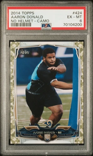 Aaron Donald Rookie RC 2014 Topps CAMO parallel #424 - PSA 6 - Rams #/399