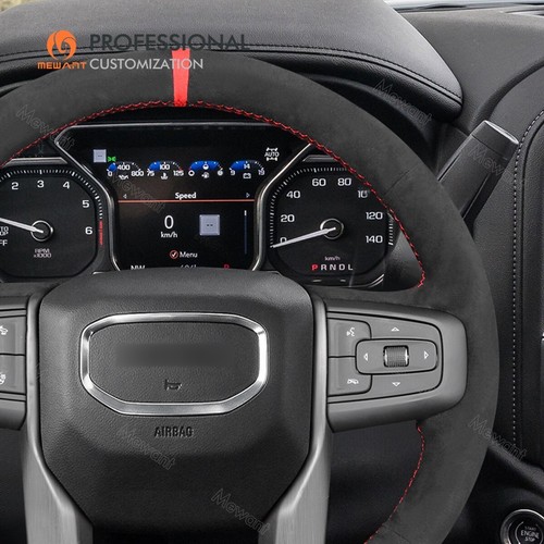 Custom Hand Stitch Alcantara Steering Wheel Cover for GMC Sierra 1500 Limited - Picture 5 of 11