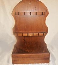 Vintage wooden spoon rack 18 inch with bottom pocket