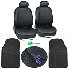 Black Low Bucket Seats Odorless Rubber Floor Mats 6 Piece Car Auto Seat Cover