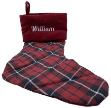 Pottery Barn William Landon Plaid Christmas Holiday Xmas Stocking Red Black