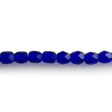 Cobalt Blue Transparent - 50 4mm Round Faceted Czech Glass Fire Polish Beads