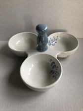 Pfaltzgraff Winter Frost Divided 3 Section Handled Tidbit Dish Serving Condiment