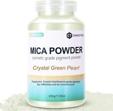Mica Powder,7.05OZ  200g  ,Crystal Green Pearl Mica Powder Pigment for Epoxy
